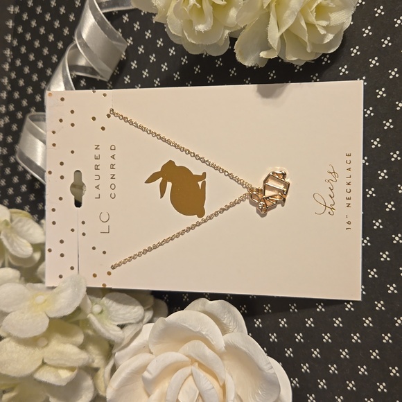 LC Lauren Conrad Gold Tone Origami Bunny Necklace NWT - Picture 1 of 8